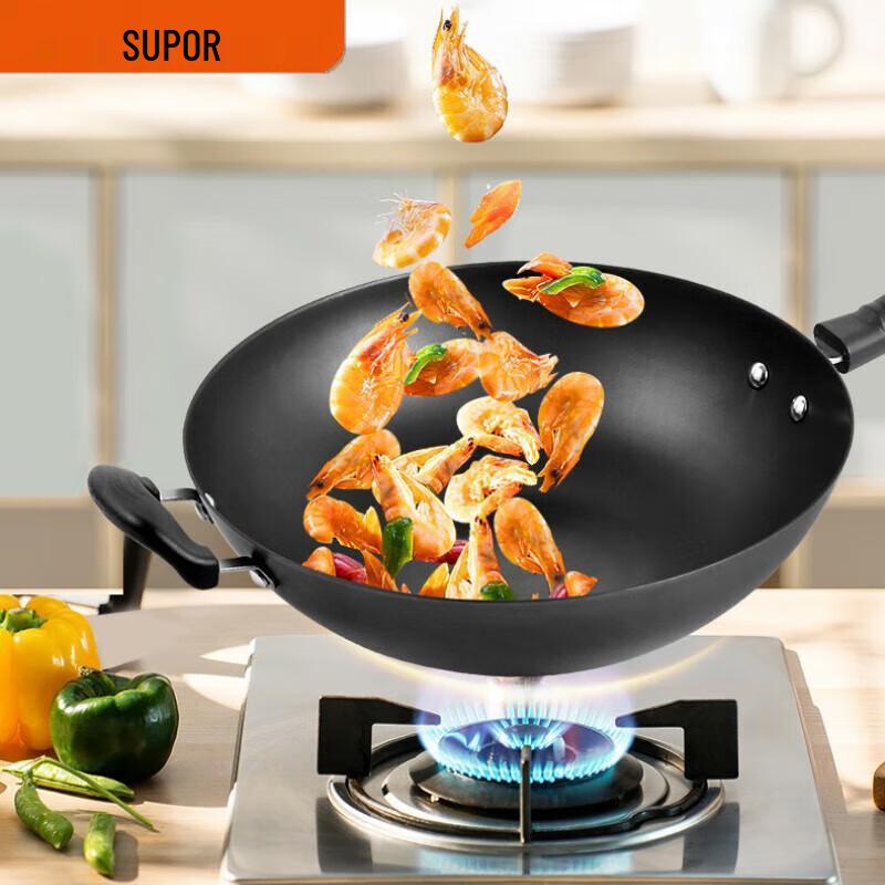 SUPOR FC34E15 Non-Coated Cast Iron Wok, 34cm