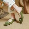 Mode 2025 NEU Sommer Pantoletten Damen Sandalen Schuhe für Damen Eckige Zehenpartie Niedriger Absatz Damen Hausschuhe Zehenbedeckt Slingback Grüne Sandalen