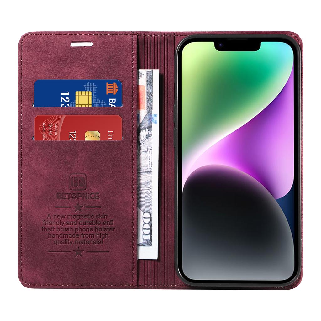 For iPhone 17 Pro Case BETOPNICE Magnetic Closure RFID Blocking Wallet Stand Leather Phone Cover