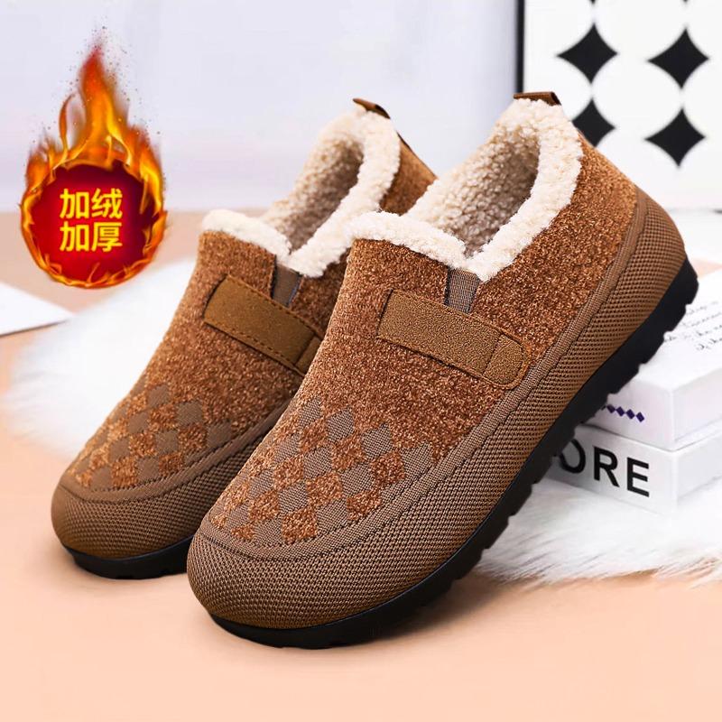 Shoes women's cotton shoes velvet middle-aged mother shoes cold-proof and warm women's short boots one-pedal snow boots versatile cotton boots
