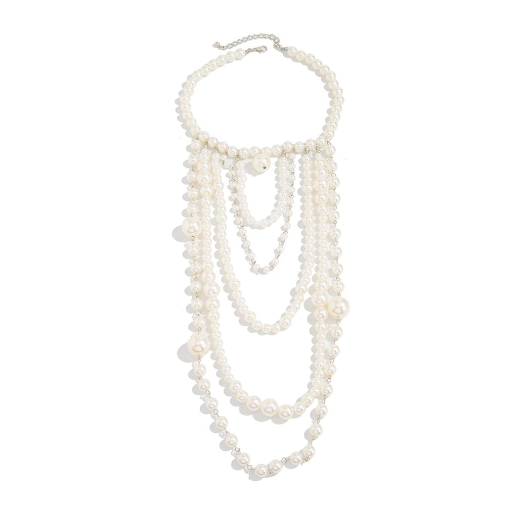 Ingemark Boho Luxury Multi-Layer Imitation Pearls Pendant Necklaces Women Exquisite Silver Color Chain 2026 New Year Jewellery
