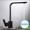 Rubinetto da Cucina Rotazione 360° Nero Acqua Potabile Foro Singolo Caldo e Freddo Acqua Pura Lavelli Montaggio su Pozzetto Miscelatore