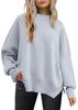 2025 Women's Round Neck Batwing Long Sleeve Knit Sweater with Exposed Seam and Side Slit