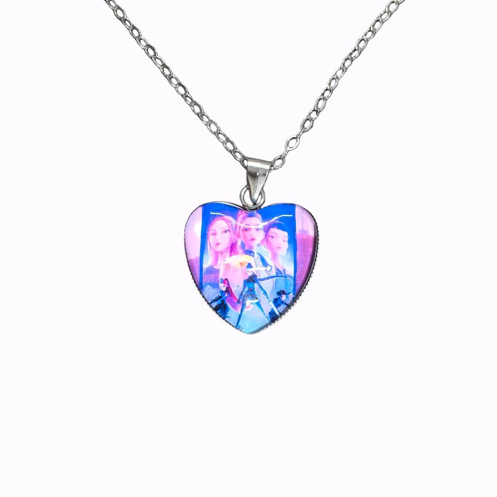 KPOP Dämonenjäger Herz Halskette - Rumi Zoey Mira Anime Film Legierung Schmuck Anhänger für Fans Geschenke