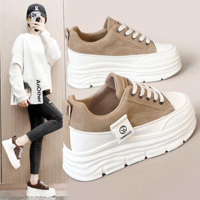 Mode Damen Plateau Schuhe Frühling/Herbst Outdoor Bequem Schnürschuhe Erhöht Dicke Sohle Sneaker Vielseitige Studenten Skateboard Schuhe