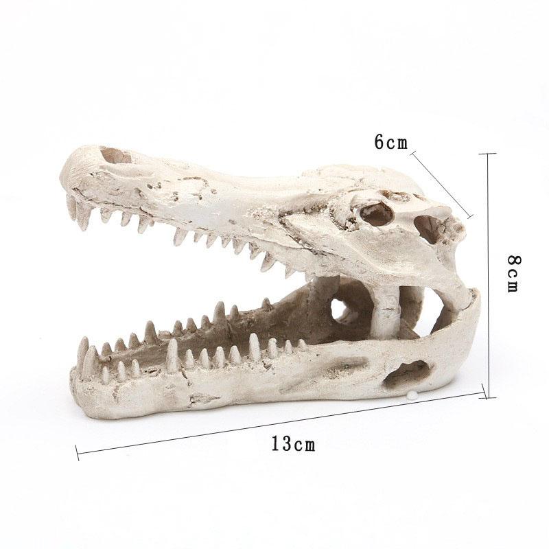 Resin Crocodile Skull Hideout Ornament Reptile Shelter Fish Tank Aquarium Landscaping Decor Aquatic Terrarium