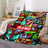 Custom Name Superhero Comic Collage Blanket for Couch & Bed, Plush Cozy Fuzzy Blanket Super Soft & Warm Blankets for Fall and Winter. 090814