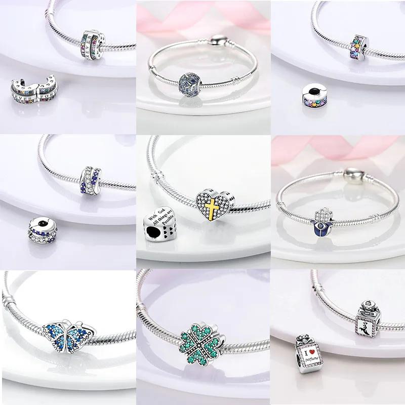 Copper Plated Charms Beads Zircon Pendants Fit Original Bangle Bracelet Making For Woman Jewelry Gift