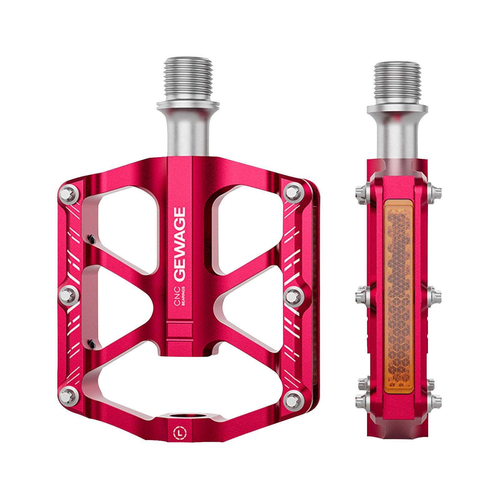 

Велосипедные педали - Велосипедные педали с отражателями - Педали с 3 герметичными подшипниками Широкие педали для горного велосипеда, BMX, шоссейного велосипеда One Size красный