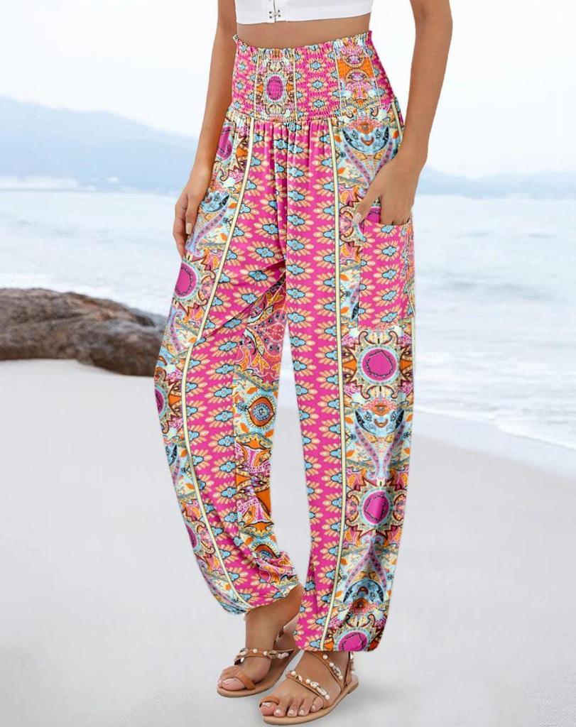 2025 New Style Spring/Summer Women's High-Waisted Printed Casual Long Pants
