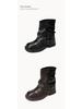 Women's Short Boots - 2025 Autumn/Winter Style: Buckle, Ruched, Thick Sole, Round Toe, Retro, Versatile, Stacked Design.