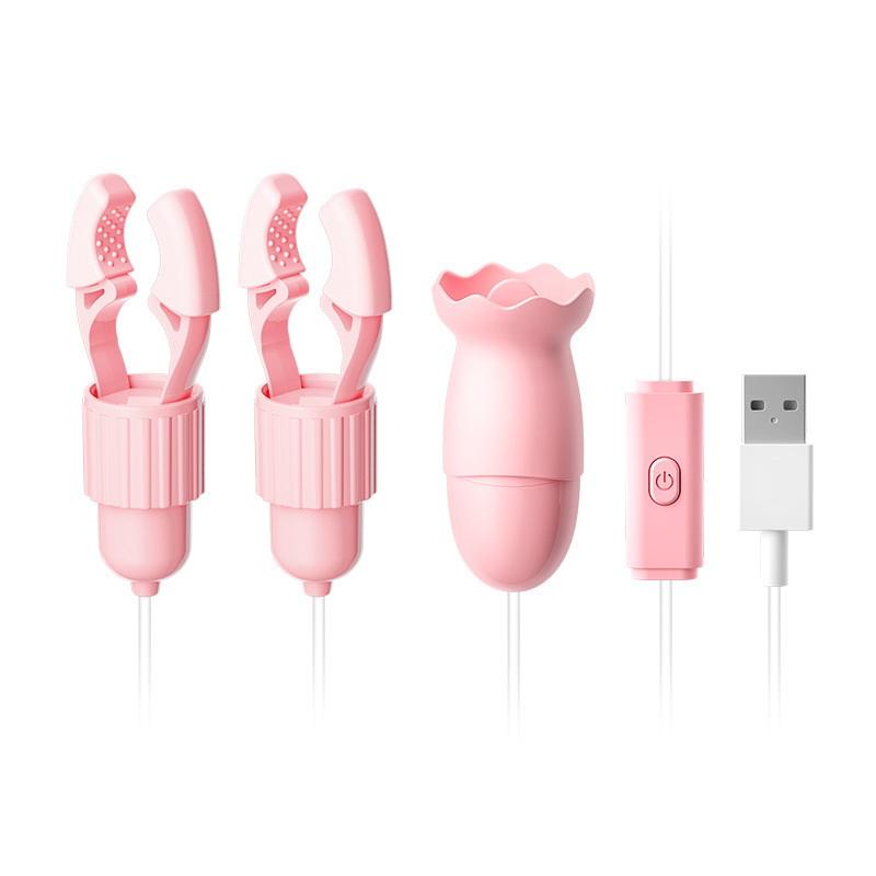 Nipple Clamps Vibrator Breast Massage Tongue Licking Sucking Vibrating Clit Stimulator Female Maturbator Adult Sex Toy For Women