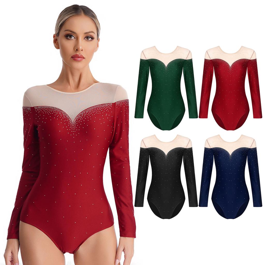 Women Jazz Dance Costume Rhythmic Gymnastics Stage Wear Athletic Activewear Leotard Athletic Figure Skating Bodysuit Dancewear