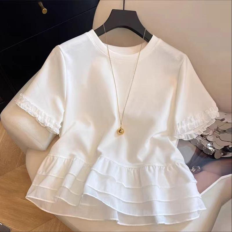 

ZANZEA Женские повседневные футболки с круглым вырезом, свободные, пэчворк, с коротким рукавом S белый