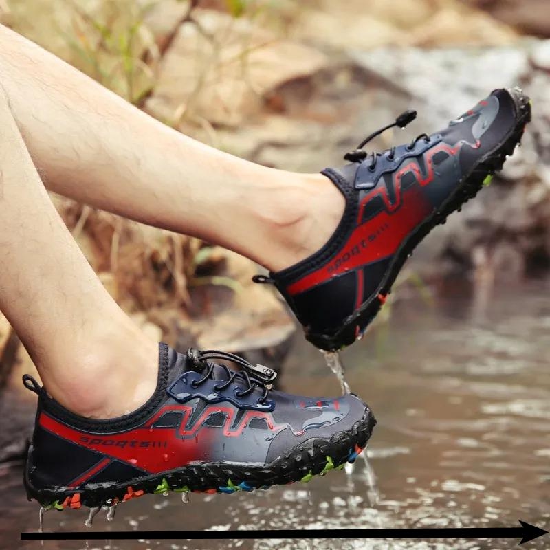 Modische Outdoor-Flussverfolgungs-Schuhe für Männer und Frauen Atmungsaktive Fitness-Sport-Wanderschuhe für Herren Rutschfest Amphibisch Angeln Strandschuhe