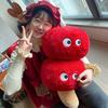 Sugar gourd hand warm throw pillow long hair little monster doll big eye velvet toy