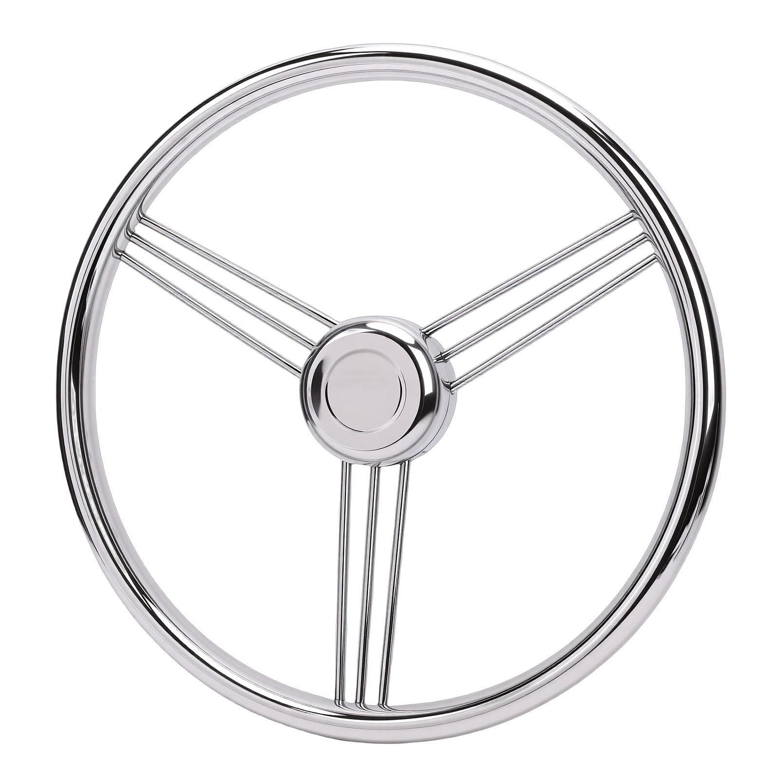 15.5 Inch Boat Steering Wheel 9 Spoke 3 4 Inch Tapered Shaft Mirror Polished Stainless Steel Marine Steering Wheel for