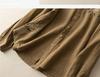 Hong Kong Style Embroidered Cotton Linen Shirt - Artistic Retro Casual Top for Women, Spring/Autumn 2025.