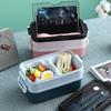 Japanese Style Double Layer Lunch Box Leak Proof Sealed Reusable Bento Box for Picnic Travel Office School