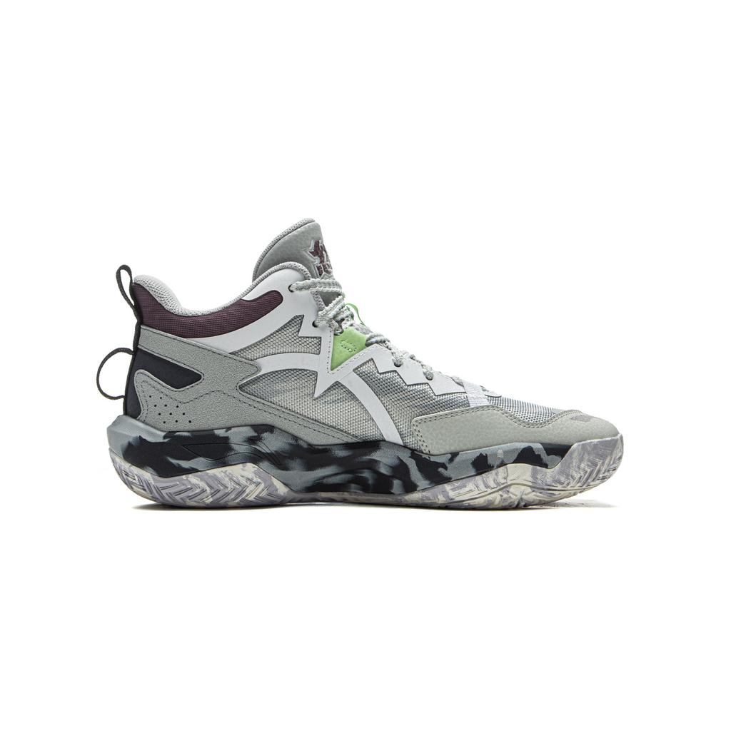 Li Ning Kids Basketball Synthetic Leather Fashion Sports Simple Non-Slip Wear-Resistant Rebound Support Mid-Top Kids Basketball Shoes YKBV012-9