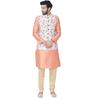 Manyavar Men's Art Silk Other Kurta Pyjama with Waist Coat (JAST099-333)
