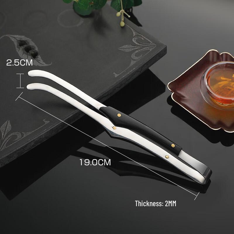 Stainless Steel & Black Zen Wood Tea Tongs