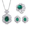 Jewelry Set Simulation Emerald Pendant 10 * 12 Stud Earrings 6 * 8 Three-Piece Set