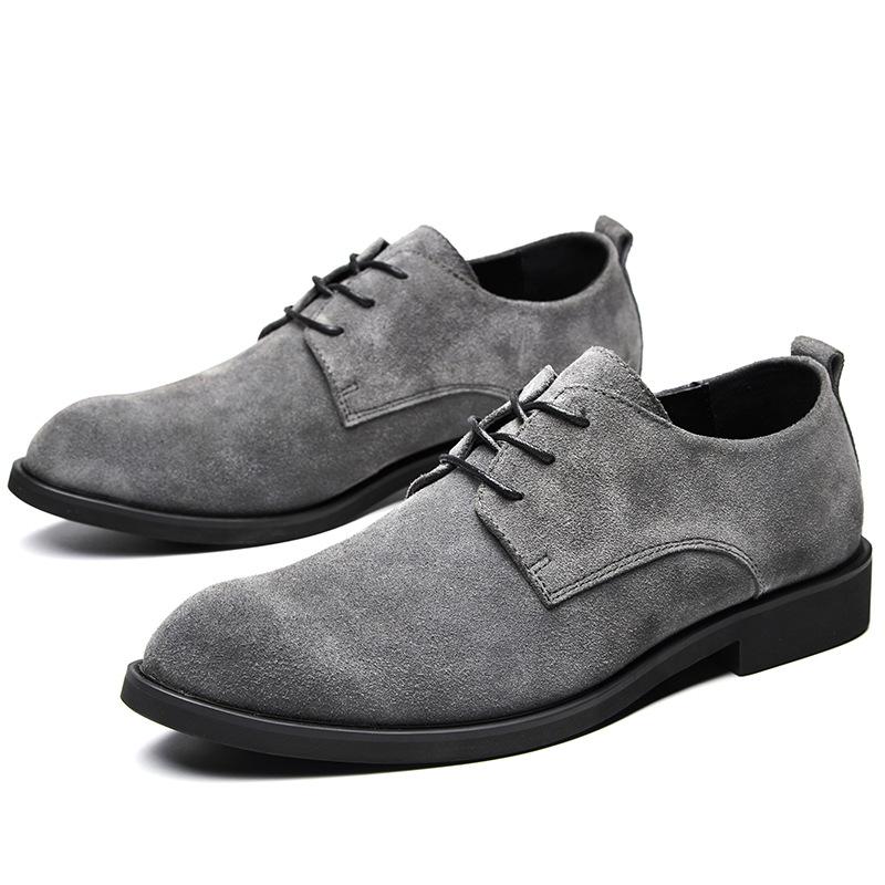 

Мужские повседневные туфли из кожи с острым носком, большого размера 48, модные мужские туфли из полированной замши и матовой кожи 48 серый