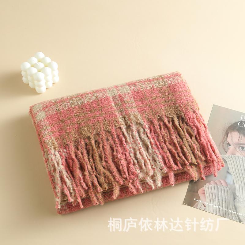Autumn and winter new versatile color matching mohair including knitted scarf shawl dual-purpose warm scarf student