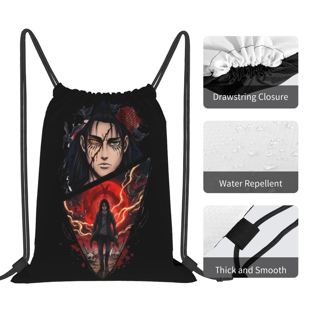 Custom Attack On Titans Drawstring Bags Men Women Lightweight Manga Sports Gym Storage Backpack