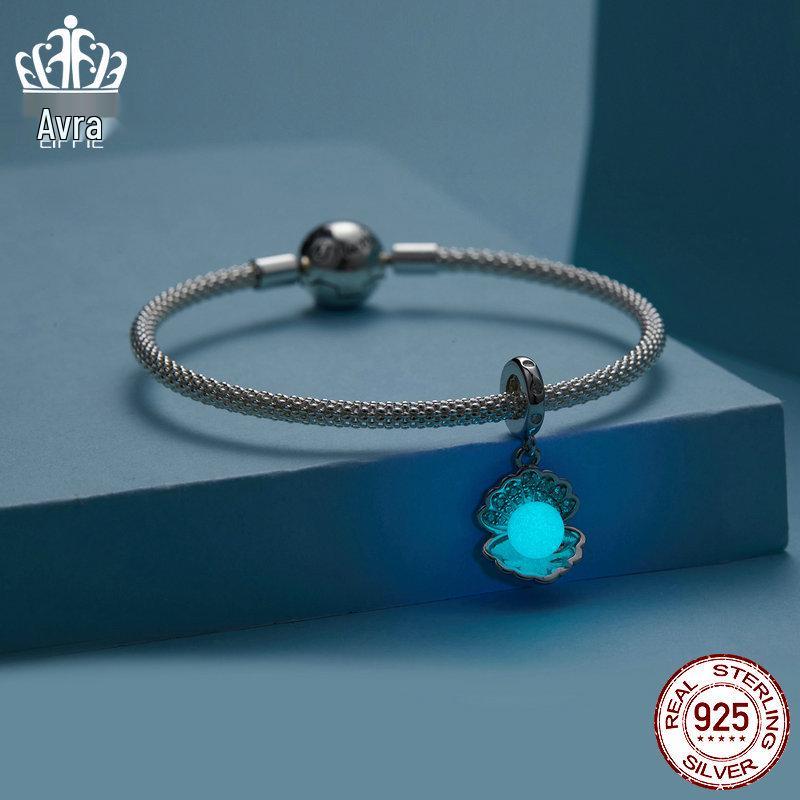 Avele Luminous Shell Pendant: Exquisite Ocean Style S925 Sterling Silver DIY Beaded Jewelry
