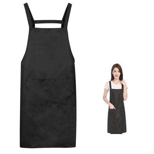 XuJJJJunB H-Shaped Apron, Neck Strap, Simple, Unisex, Black, Adult, Cafe Apron, Stain Resistant, Wrinkle Resistant