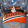 Homewish Baseball Duvet Cover Set Boys Sport Bedding Set American City Silhouette Bedroom Set Room Decor