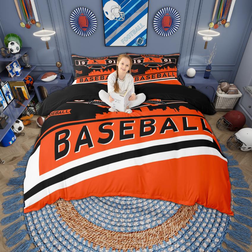 

Comforter Homewish Baseball Boys Sport Bedding Set American City Silhouette Bedroom Set Room Decor Comforter (quilt)-EU Single(135*200cm)3pcs
