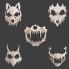 Halloween Horror Skull Mask Animal Bone Teeth Skull Horror Half Face Cover Halloween God Tengu Cosplay Costume Props Decoration