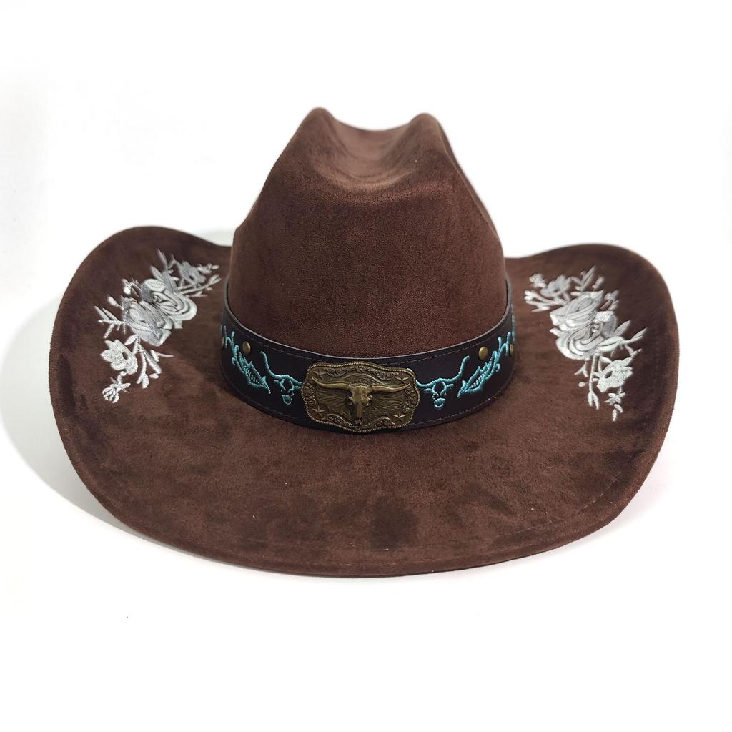 Bull Head Accessories Top Hat Men'S And Women'S Big Edge Jazz Hat European And American Travel Riding Hat Western Cowboy Hat