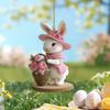 Easter Cute Bunny Acrylic 2D Pendant Keychain Car Rear View Mirror Accessory Backpack Small Pendant Porch Decoration Crafts