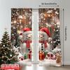 2pcs 2D flat printing Christmas Party Curtain Winter Christmas, Rural Snowman Christmas Polyester Fabric Without Electricity