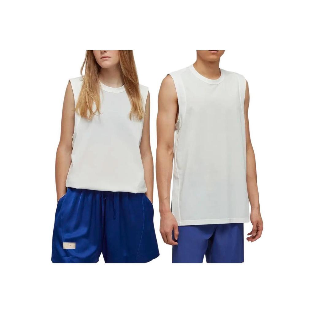 Y-3 Logo Solid Color Crew Neck Sleeveless Tank Top Unisex Tops White HY1256