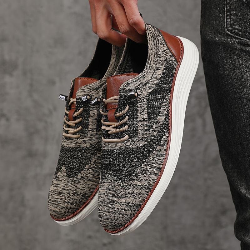 Scarpe Casual da Uomo Classiche Traspiranti Brogue Piatte Ammortizzazione Design Color Blocking Scarpe Eleganti Versatili Scarpe da Ginnastica Leggere