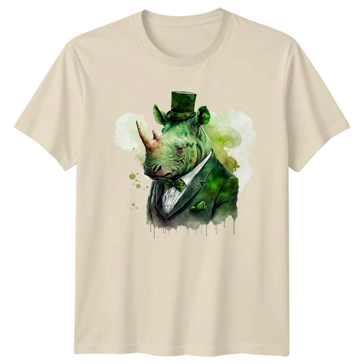 Rhino Ready To Paddy For St T-Shirt Watercolor Rhino St Patricks Day XXL