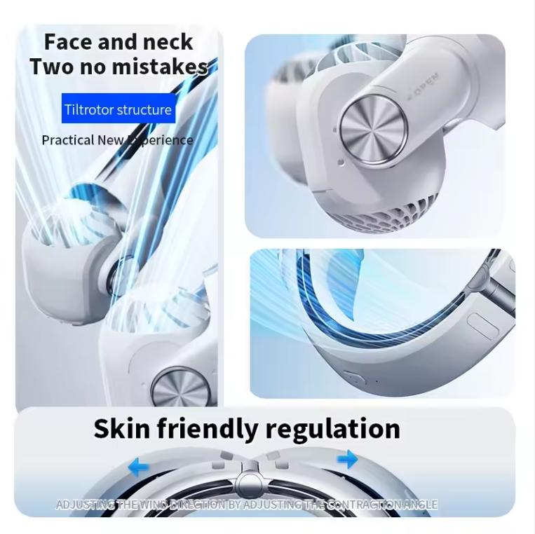 Wearable Neck Fan Portable Air Conditioner USB Rechargeable High Power Bladeless Turbine Fan Suitable for Outdoor