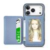 For iPhone 17 Pro Max Case RFID Blocking Carbon Fiber Leather Phone Back Cover with Card Holder