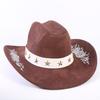 Popular European and American Classic Suede Western Cowboy Hat Men's and Women's Big Brim Embroidered Outdoor Sun Hat