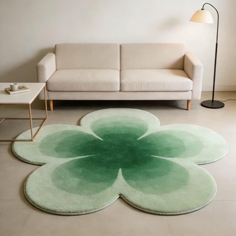 Cream Style Carpets for Living Room Color Flower Bedroom Decor Carpet Fluffy Soft Irregular Shape Rug Home Thick Plush Floor Mat