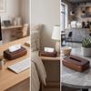 Wooden Tissue Box Easy To Refill Tabletop Rustic for Desk