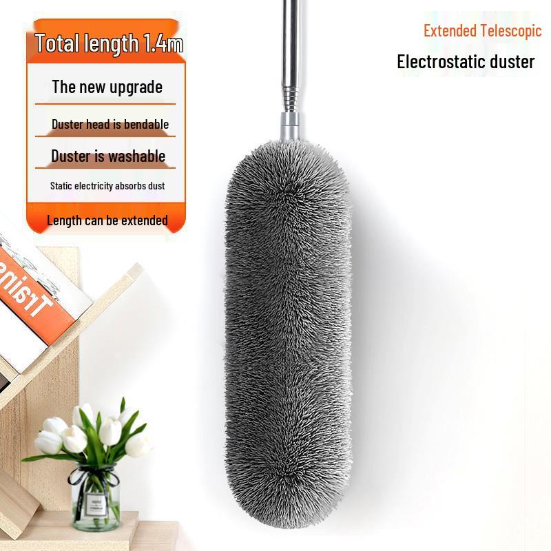 Extendable Electrostatic Feather Duster for Ceiling and Spider Web Dust Removal
