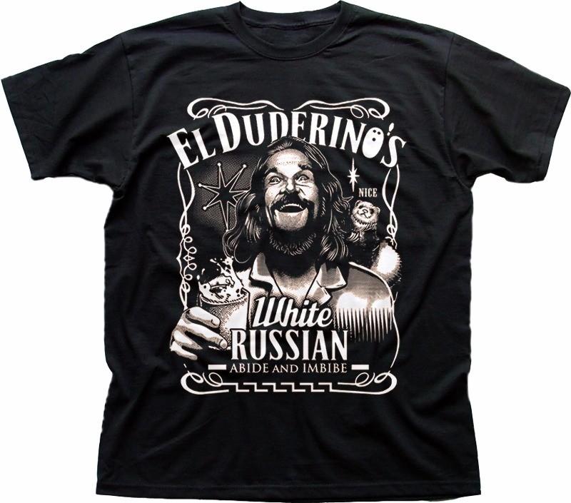 The DUDE Big Lebowski ABIDE poster Jeff Bridges El Duderino black t-shirt 9277 S разноцветный