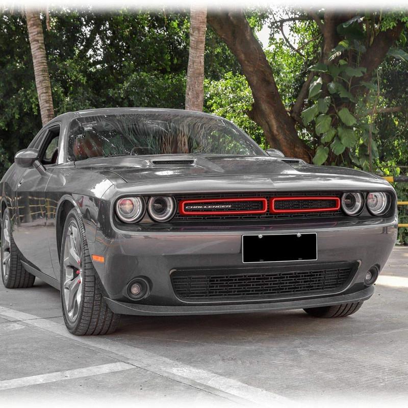 2pcs Red Front Grill Grille Erts Cover Trim for Dodge Challenger 2015-