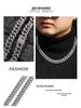 Gu Meng 12mm Men's Cuban Necklace - European & American Style, Hip Hop Design, Alloy with Inlaid Diamond, Versatile Street Jewelry.